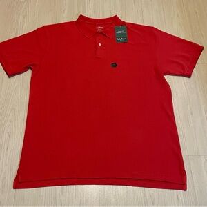 NWT L.L.Bean Men's  Premium Double L Red Polos Shirt Size XL Tall